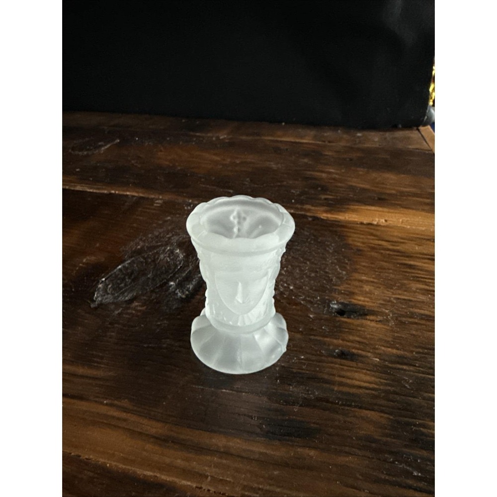 Vintage Toothpick Holder L. G. Wright Three Face Crystal Satin